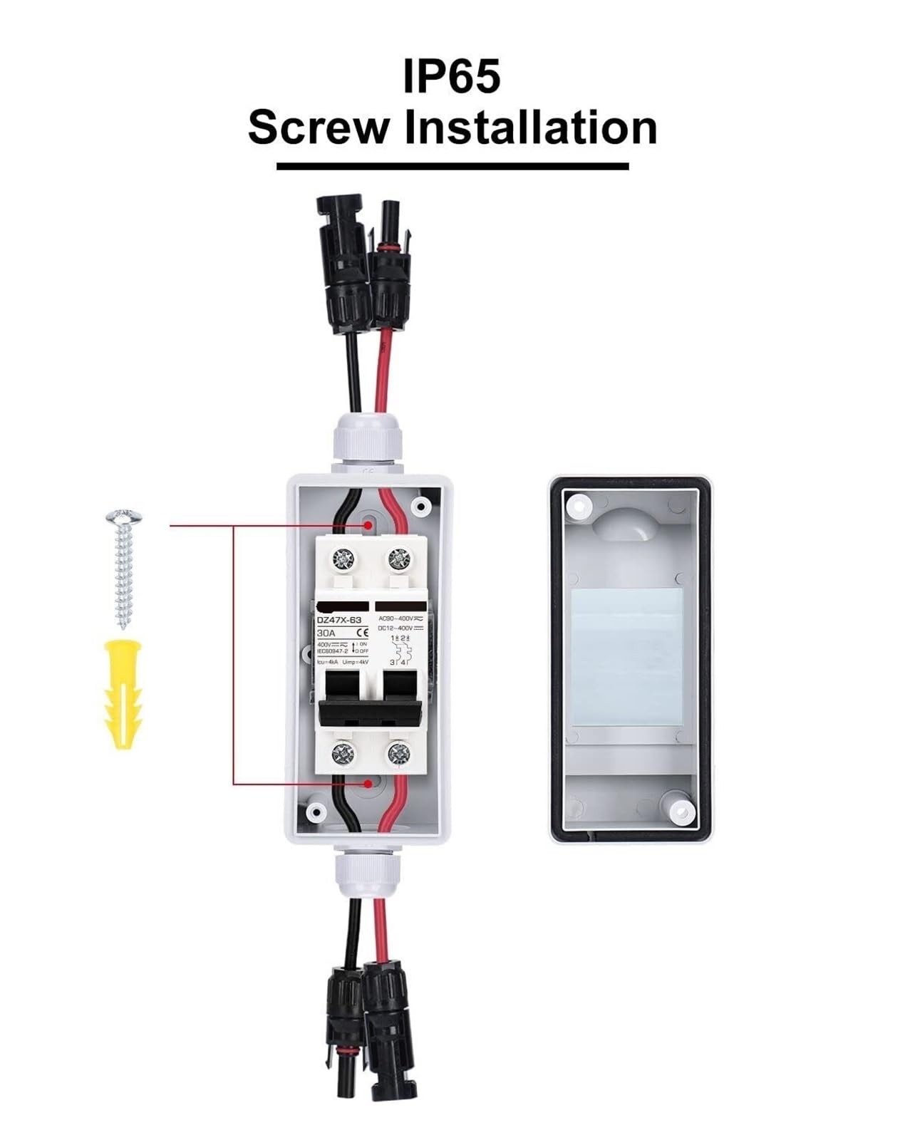 1PCS Interruttore di isolamento solare Interruttore automatico con scatola impermeabile 30A DC/AC400V Scatola combinatrice del fotovoltaico elettrico da giardino fotovoltaico