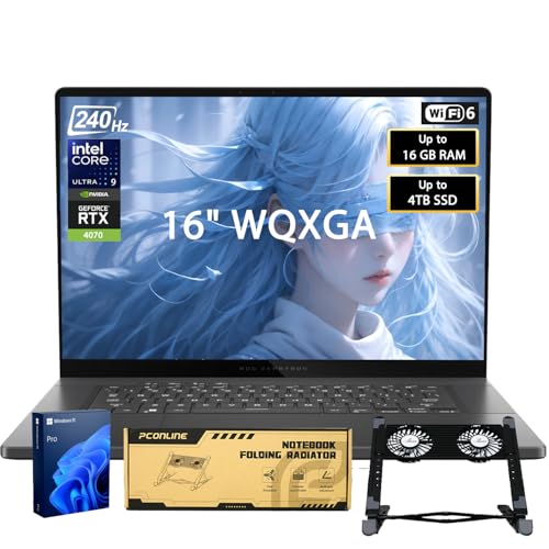 Image of ASUS ROG Zephyrus Intel Ultra 9 RTX 4070 Ultimate Gaming Laptop, 16 inch WQXGA 2560 x 1600 240Hz, Intel Ultra 9 185H, NVIDIA GeForce RTX 4070, 16GB RAM, 2TB SSD, with A-Data 512 External SSD Bundle