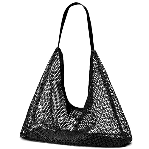 Mesh Beach Bag, Summer Beach Tote Bags for Women, Soft Casual Crochet Bags for Vacation Shopping Swimming Pools Travel