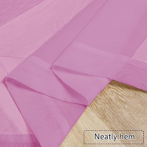 Image of Chyhomenyc Pink Sheer Curtains 78 Inches Long 2 Panels Set for Living Room, Light Filtering Voile Lightweight Bedroom Curtains, Rod Pocket Solid Window Treatment Drapes, Each 42W x 78L