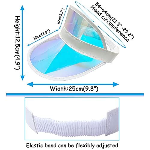 5 Pack Sun Visor Women Beach Sports Travel Running Retro Travel Reflective Clear Bachelor Party Outdoor Golf Trip Sunhat Vsiors Cap (Iridescent,Blue) #TOP5