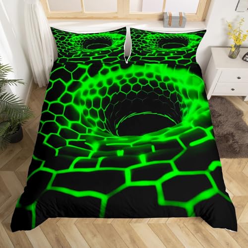 Loussiesd Juego de ropa de cama con efecto 3D, 135 x 200 cm, diseño de panal de abeja, diseño geométrico, diseño geométrico