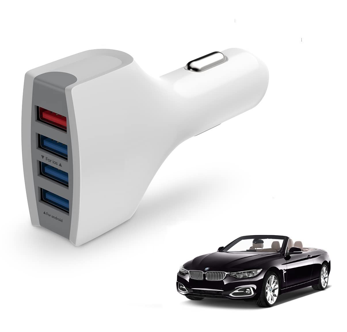 Kozdiko USB Car Fast Charger 4 Ports Multi Sockets 36W 4.1 Charger All Andriod & i-Os Smartphones for BMW 4 Series