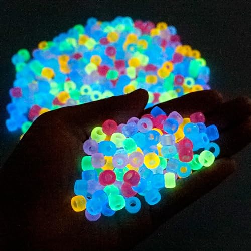 Image of 1000Pcs Glow in The Dark Pony Beads 9mm Plastic Kandi Beads Bulk for Friendship Bracelet Necklace Craft Jewelry Making Beads for Hair Braids 9 Color