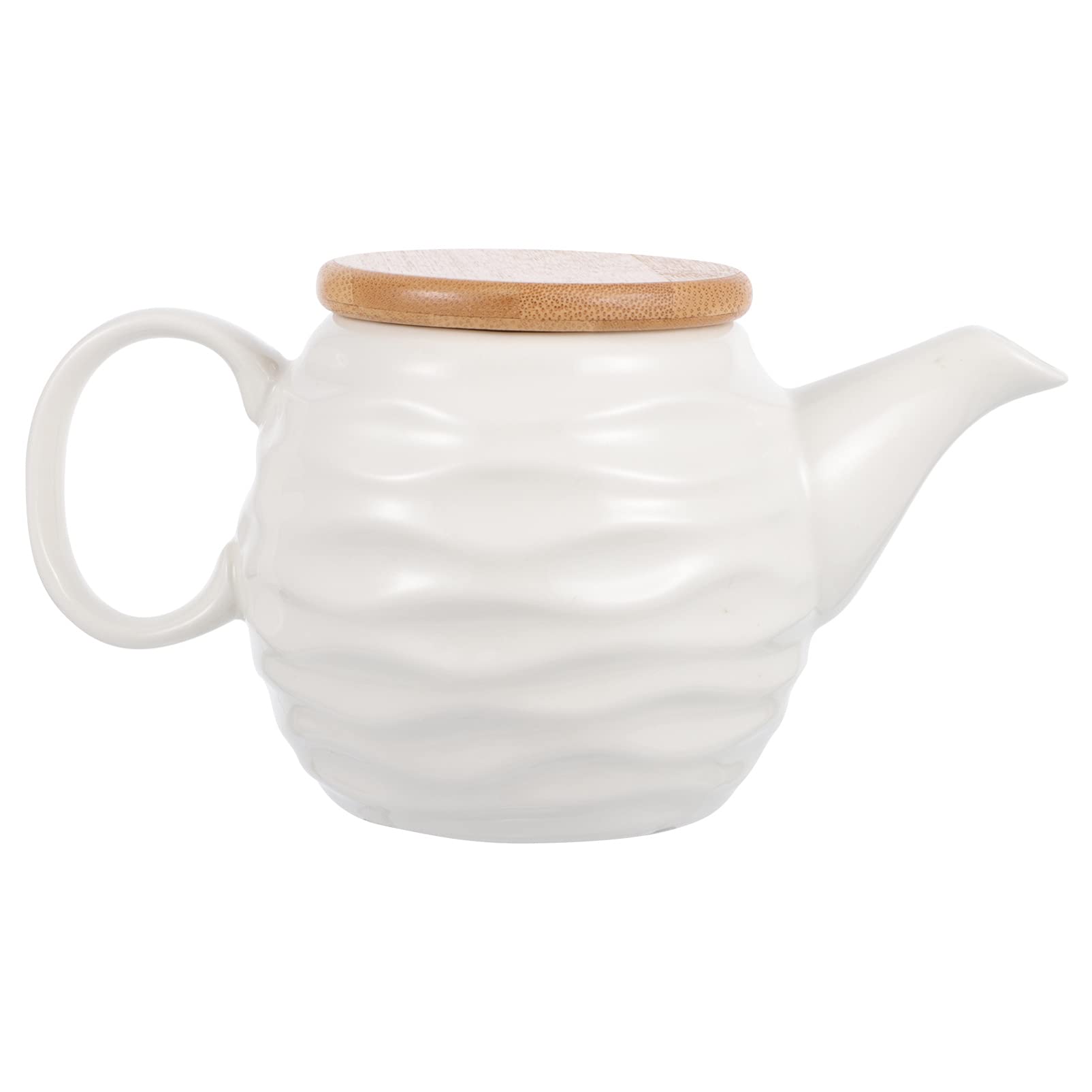 Cabilock 1pc Pot Ceramic Serving Jug Gravy Pitcher Honey Pitcher Coffee Steaming Pitcher Ceramic Milk Pitcher Coffee Creamer Pourer Creamer Cup Sauce jugs Olives with Cover Bamboo White