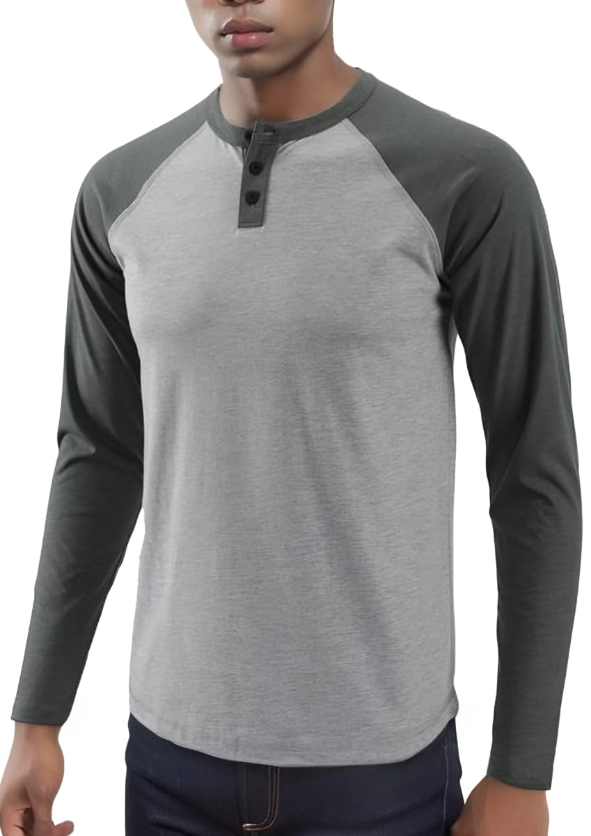 KNQRMen's Casual Vintage Athletic Slim Fit Long Sleeve Baseball Active Jerseys Henley Tee Shirts