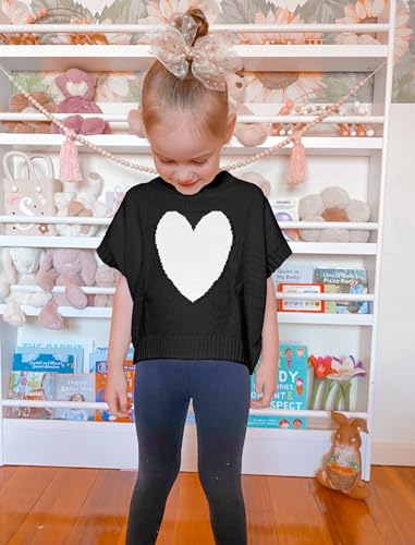 JiAmy Girls Summer Crop Tops Cap Sleeve Mock Neck Sweater Vest Cute Heart Knit Tank Tops Loose Casual Pullover3