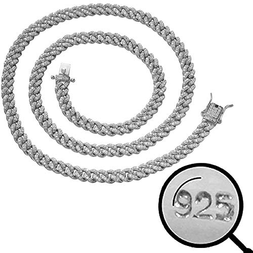 Solid 925 Sterling Silver - Miami Cuban Link Chain - Iced 6mm Micro Necklace - 16-30 Great For Men Or Ladies (20)