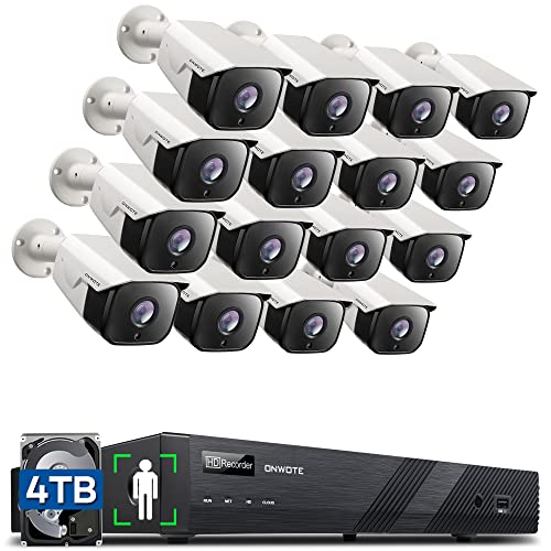 2023 Upgraded ONWOTE 16 Channel 4K NVR PoE Security Camera System, Smart AI Human Detection, 16x Outdoor Wide Angle 5MP PoE IP Cameras, 16CH 8MP NVR 4TB HDD, 16CH Synchro Playback, Commercial Grade 2023 Upgraded ONWOTE 16 Channel 4K NVR PoE Security Camera System, Smart AI Human Detection, 16x Outdoor Wide Angle 5MP PoE IP Cameras, 16CH 8MP NVR 4TB HDD, 16CH Synchro Playback, Commercial Grade