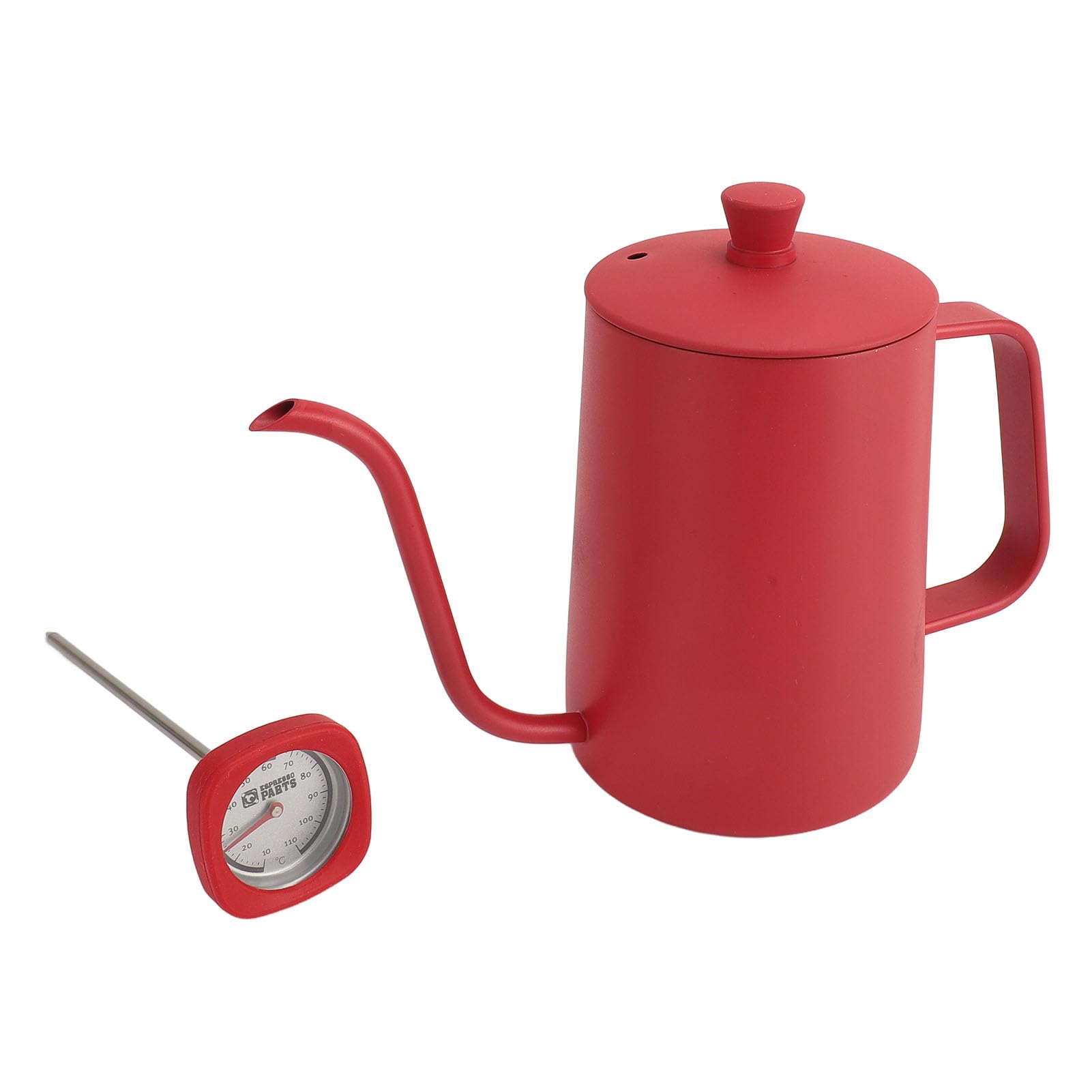 Pour Over Coffee Kettle Professional Large Capacity Gooseneck Stainless Steel Coffee Tea Pot with Thermometer for Home Use 600ml Red