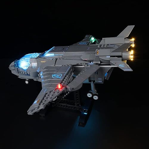 Miniatura 8 de Kyglaring Kit de iluminación LED (sin modelo) diseñado para Lego Marvel The Avengers Quinjet 76248 Kit de construcción de modelo de nave espacial,