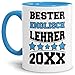 Produktbild Tasse Bester Englisch-Lehrer/Schule/Abi/Abschied/Lehrer-Geschenk/Geschenk-Idee/mit Spruch/Innen & Henkel Hellblau