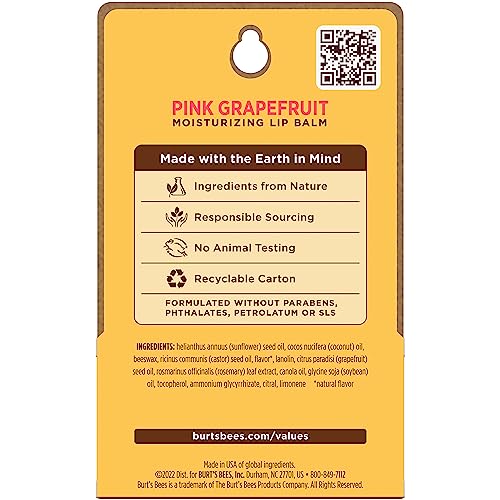 Burt's Bees Lip Balm - Pink Grapefruit, Lip Moisturizer With Responsibly Sourced Beeswax, Tint-Free, Natural Origin Conditioning Treatment, 2 Tubes, 0.15 oz. - image 9