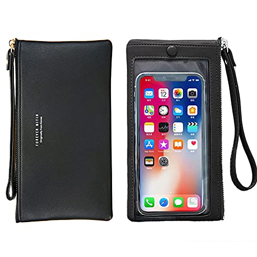 Formva Women Touch Screen Wristlets Purse, Small Cell Phone Wallet Clutch Wallet Card Holder Cellphone Pocket with Credit Card Slots for iPhone 12 11 Pro Max XR, Galaxy, Black