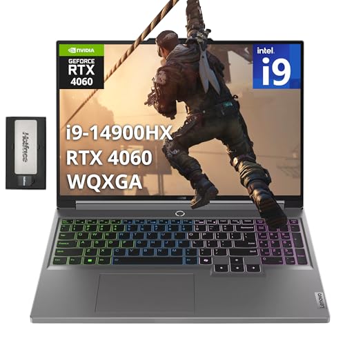 Image of Lenovo Legion 5 16 inch WQXGA 165Hz Gaming Laptop, Intel i9-14900HX, 64GB DDR5, 4TB SSD, ‎NVIDIA GeForce RTX 4060 8GB GDDR6, 4-Zone RGB Backlit Keyboard, Win 11, Gray, 256GB Docking Station Set