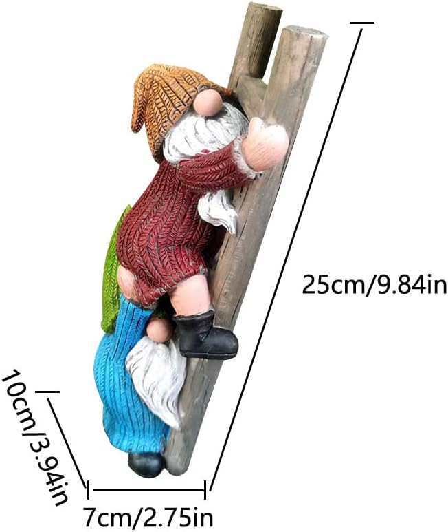 Garden Gnome Statue, Funny Climbing Ladder Gnomes Figurine Resin Sculpture Outdoor Decor for Patio Yard Lawn Porch Ornaments Gift - Image 7