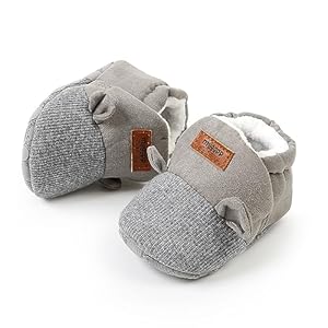 GDSDYM Baby Booties Cozy Fleece Slippers Soft Baby Shoes With Gripper Soles, Winter Warm Infant Newborn Crib Sock Shoes First Walkers