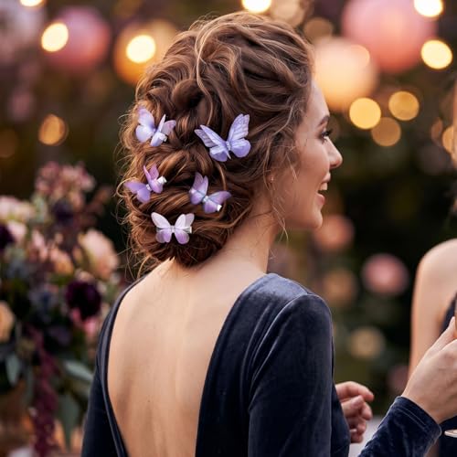 5 pinzas butterfly de organza para mujer moradas miniatura 6