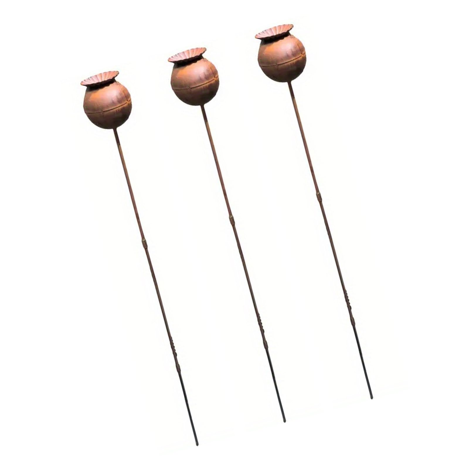 Ljmyy 3Pcs Rusty Metal Garden Stake Rusty Flower Yard Art Iron Flower Decoration for Outdoor Decorative Ornament