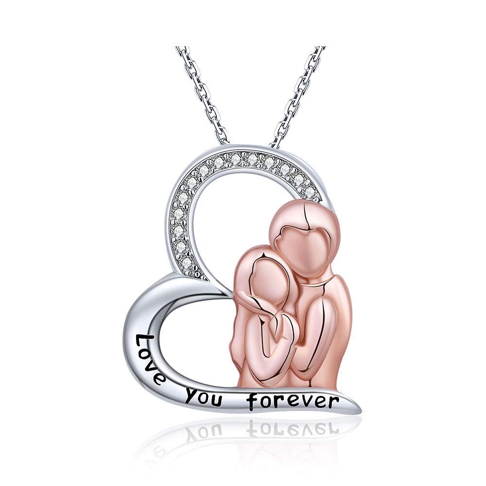 925 Sterling Silver Heart Casado Pareja Colgante Cadena Marido Abrazado Esposa Collar para Mujeres Aniversario Joyería Regalo De San Valentín