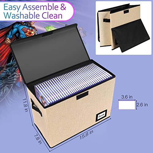 Image of 10 Pack Comic Book Storage Box 15.8 inch X 7.8 inch X 11.8 inch, Collapsible Holds 160-180 Comic Book Organizer Heavy Duty Bin Container Holder Shelf (Yellow)