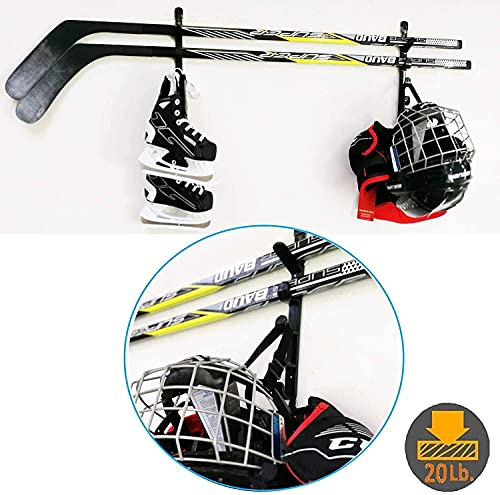 Hockey Stick Rack,5 Tier Wall Storage Hanger for Sticks,Hockey Stick Display Holder - Home or Office Wall Mount - Hang Your ice Hockey Skates,Helmet,Gloves,Sticks Pads - No Hockey Stick Equipment - Image 5