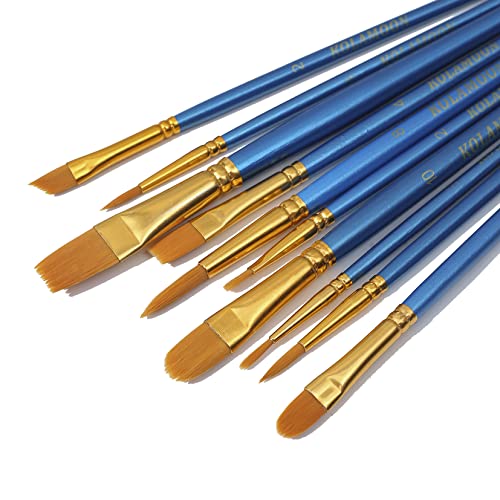 KOLAMOON 10pcs Artist Nylon Paint Brushes Set for Body, Face, Watercolor, Acrylic and Oil Painting 2 KOLAMOON 10pcs Artist Nylon Paint Brushes Set for Body, Face, Watercolor, Acrylic and Oil Painting - Image 2