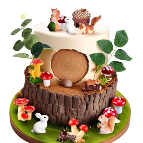 Decoração de bolos de cogumelos decoração de pastel floresta e fungos animais da floresta para bolos ornamentos de jardim florestal em pastelaria artigos para festas temáticas bosque detalhes comestíveis