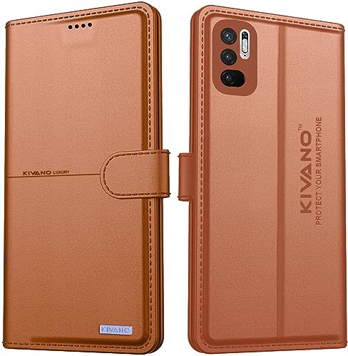 Image of KIVANO Compatible with Xiaomi Redmi Note 10T 5G / Poco M3 Pro 5G Flip Cover | Leather Finish | Inside Pockets & Inbuilt Stand | Shockproof Wallet Style Magnetic Closure Back Cover Case