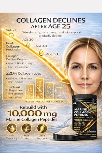 Image of Marine Collagen Supplement - 10,000 mg Hydrolysed Type I & III | Premium Imported Marine Collagen Peptides Powder for Skin, Hair, Joints & Gut | Unflavoured | 250 g