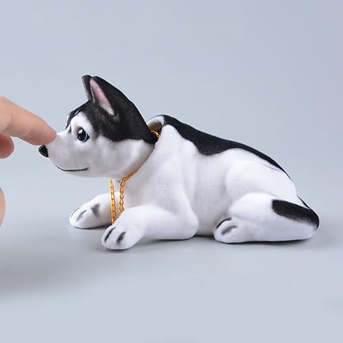 Miniatura 5 de Decoración de perro husky con cabeza de bobble, adorno creativo para tablero de instrumentos de automóvil, decoración creativa de escritorio o