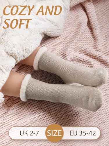 Kuschelsocken Damen Weihnachtsgeschenke für Frauen Mama: Thermosocken Wollsocken Dicke Socken Damen 39-42 Flauschige Socken Bettsocken Wärmesocken, Adventskalender Geschenke für Frauen Weihnachten