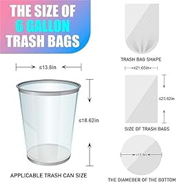 T.FORING 300 Count 6 Gallon Trash Bags - 22 Liter Colored Medium Garbage Bags Unscented 0.94 Mil Thick & Leakproof Wastebasket Liners for Kitchen Bathroom Home