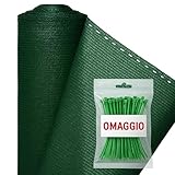 Rete Ombreggiante Verde 90% 1,5 x 5~30 m + 100 Fascette Omaggio – Telo Frangisole Balcon...