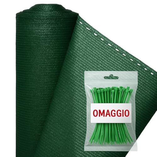 Rete Ombreggiante Verde 90% 1,5 x 5~30 m + 100 Fascette Omaggio – Telo Frangisole Balcone Giardino Recinzione – Anti-UV, Oscurante Privacy – Vari Formati – Lemag SRL (1.5x5)
