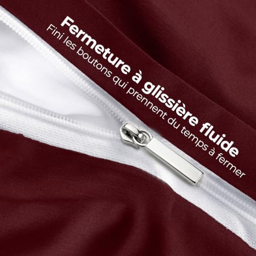 Image of Utopia Bedding Bed Linen 220 x 240 cm + 2 Pillowcases 65 x 65 cm, Burgundy | Microfibre duvet cover with zip, Oeko-Tex certified, easy to assemble - ideal for home and hotels