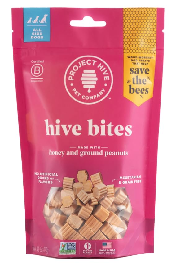 Hive Dog Training Treats - Healthy, Non-GMO Project Verified, Natural Peanut Butter Flavored, Vegetarian, Grain Free Dog Treat for Small and Large Dogs, Made in The USA
