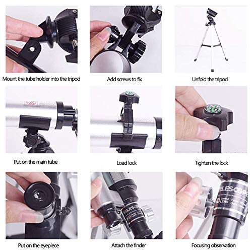 Telescopio 50mm Refractor para Astronomía con Trípode Ajustable miniatura 6