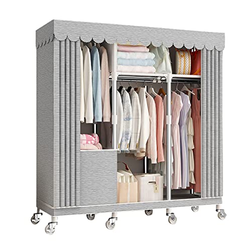 Penderie portable en toile anti-poussière avec tringle pour organiser un petit espace