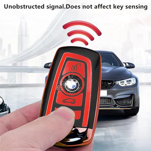 Image of Creativity For BMW X5 Key Fob Cover accessories (Red Key Case) | Advanced soft TPU key box is compatible with X1 X3 X4 X5 X6 1 2 4 5 6 7 M3 M5 M6 GT3 GT5 G30 F10 F15 F16 F20 key