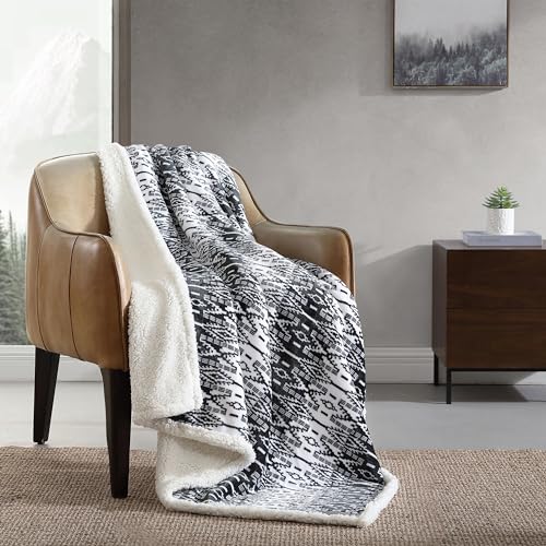 Image of Eddie Bauer - Throw Blanket, Brushed Fleece & Plush Sherpa Soft Bedding, Blanket for Couch & Bed (San Juan Grey, 50 inch x 60 inch)