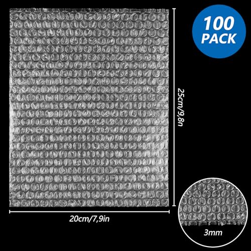 CYEER 100 Stück Luftpolsterbeutel 20x25CM, Bubble Bags, Luftpolstertaschen, Umzug Verpackungsmaterial, Bubble Wrap, Luftpolsterfolie für Versand Verpackung, Stoßfeste Polsterung