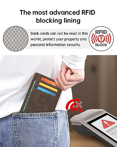 Image of Teskyer Slim Minimalist Wallet for Men, RFID Front Pocket Card Holder | Ultra Slim Front Pocket Design, 8 Card Slots, RFID Protection, Smooth Faux Leather for Everyday Carry