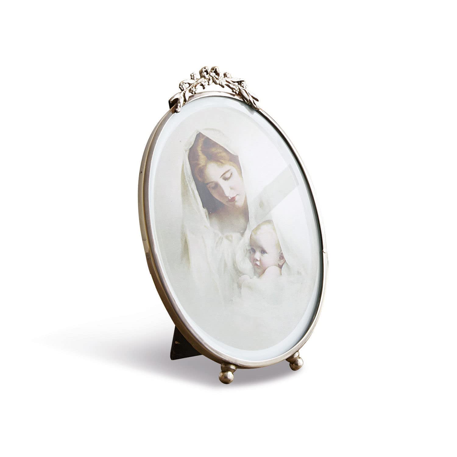 Cadre-photo laiton romantique Loberon objet décoration argenté vieilli floral