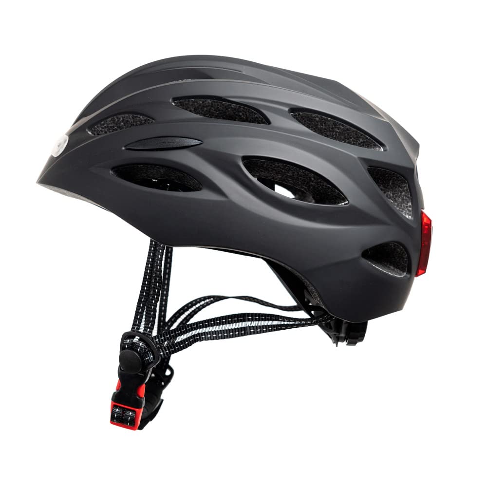 YOUIN Casco Bici Patinete Deportivo para la Cabeza | Luces LED Integradas | Batería Recargable | Ajuste de 52-58 cm | Ideal para Ciclismo Nocturno, Negro, XL, Plástico