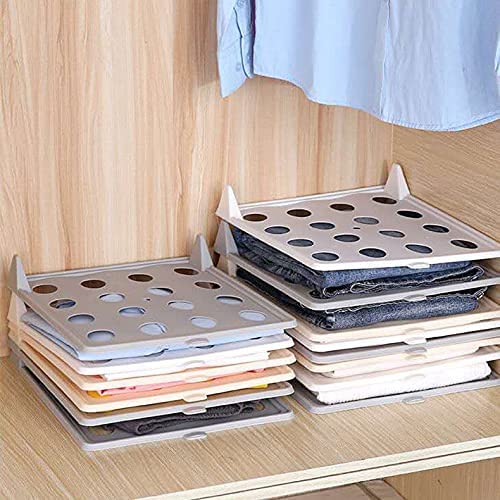mechdel Bandeja de tela para armario, organizador de armario, tabla plegable para camisas, camisetas, jeans, estante de almacenamiento (bandeja de armario pequeña (juego de 5 piezas), gris)