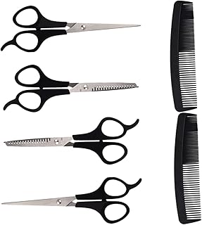 أدوات تصفيف الشعر، مقصات الشعر الاحترافية مع مشط للشعر للاستخدام في الصالون – أدوات حلاقة من فوميز 2 قطم