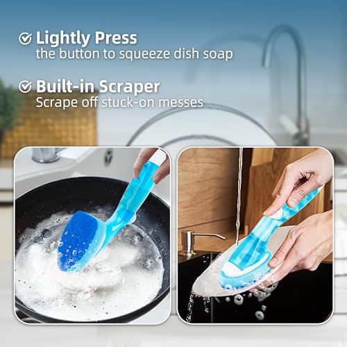 Image of Non-Scratch Dishwand Refills Sponge 12 Pack, Zero-Scratch Sponge Replacement Heads, Scratch-Free Dish Wand Refills, Scrubber Heads for Soap Dispensing Handle, Safe for Nonstick Surfaces