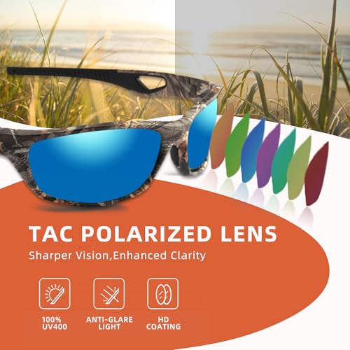 Image of Camo Polarized Wrap-around Sport Sunglasses for Men Women UV400 Driving Fishing Hunting Sun Glasses