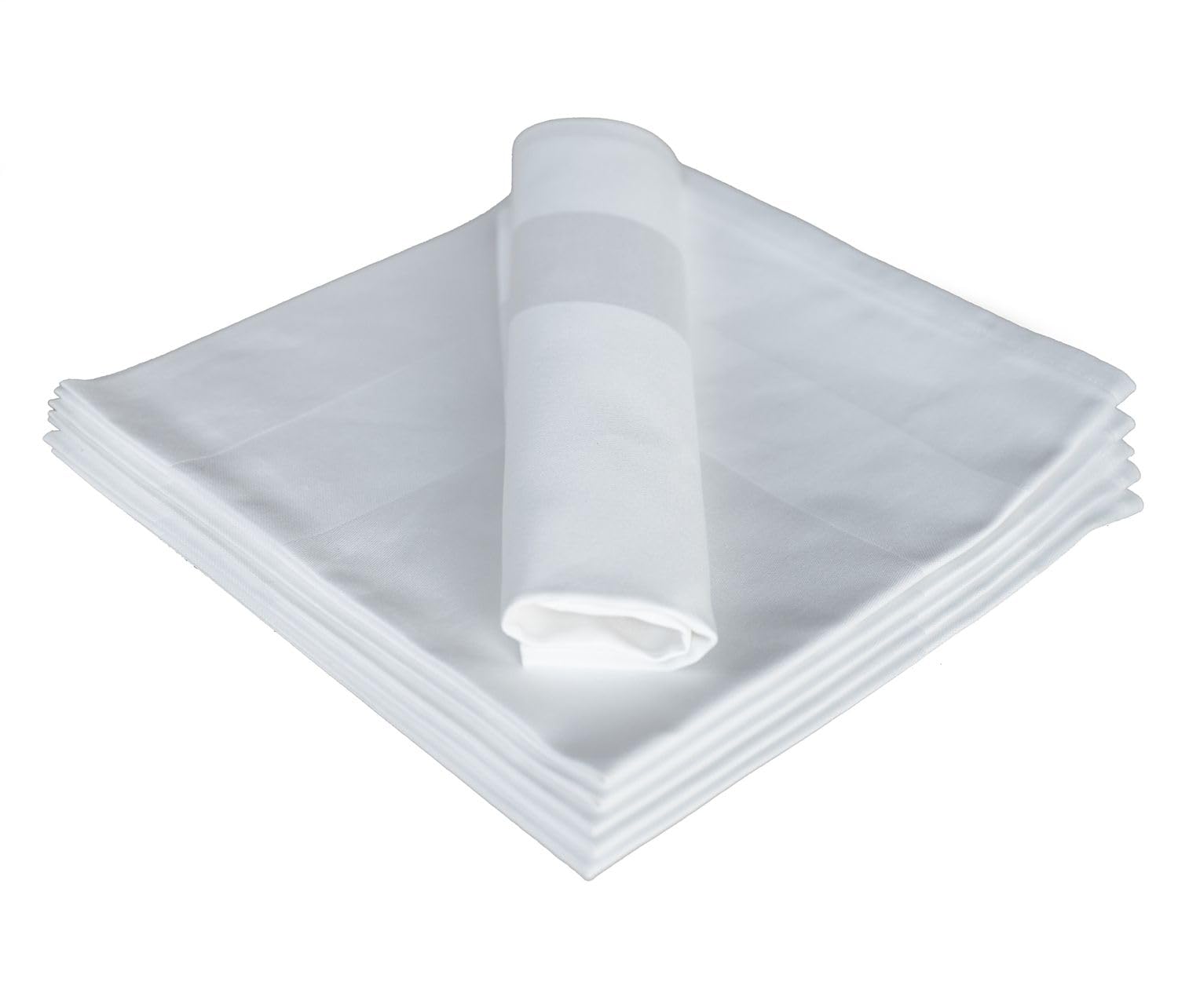 texpot 6 pieces Damask napkins White 50 x 50 cm with Satin Edge Washable at 95 C 100% Cotton - Image 2
